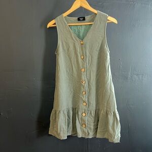 Green-grey Mini Dress w/ Pockets